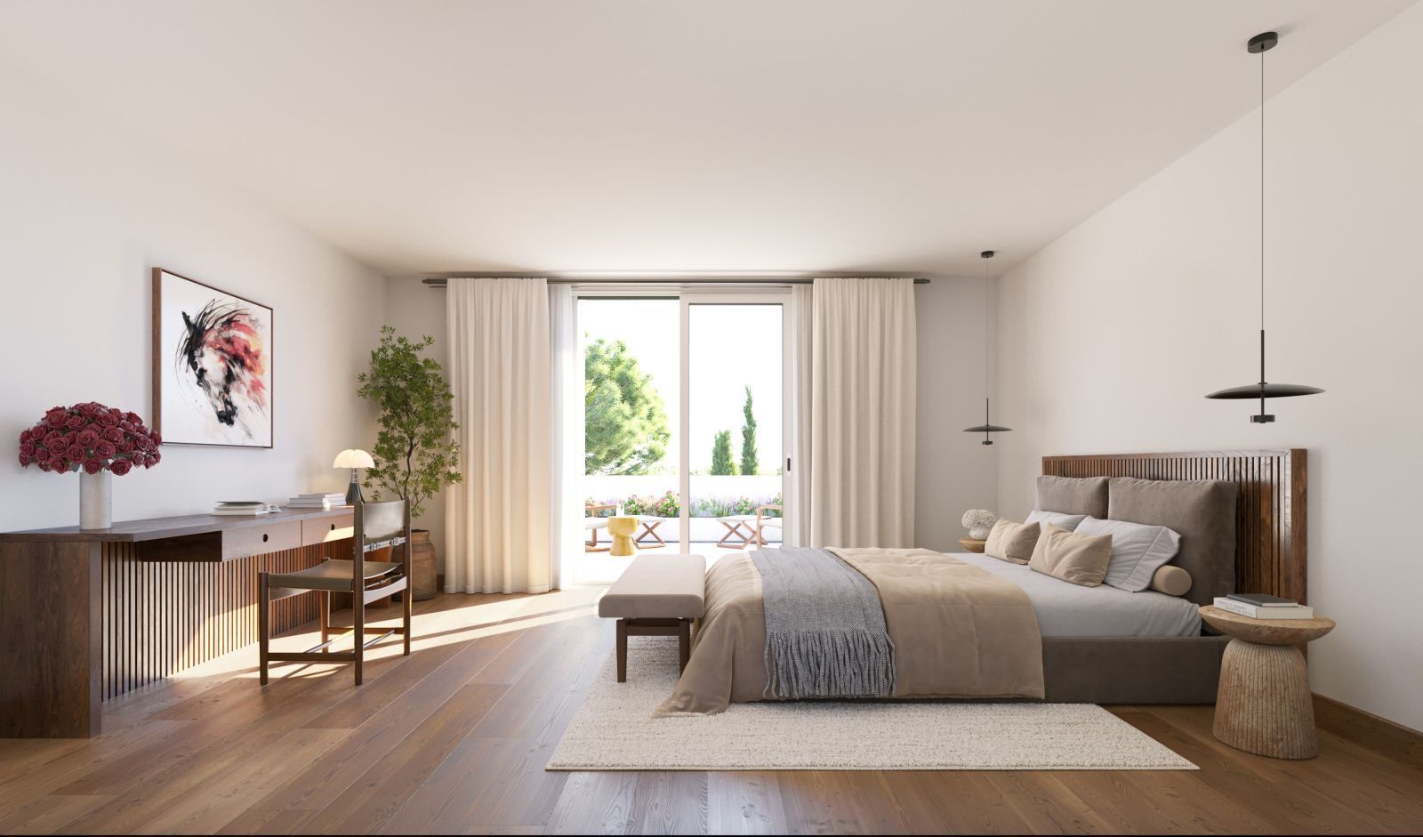 06 modern bedroom with balcony view